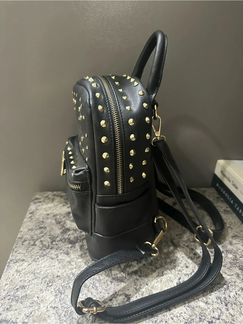 Bebe Black Mini Studded Backpack - Fashion Women's Bag Purse